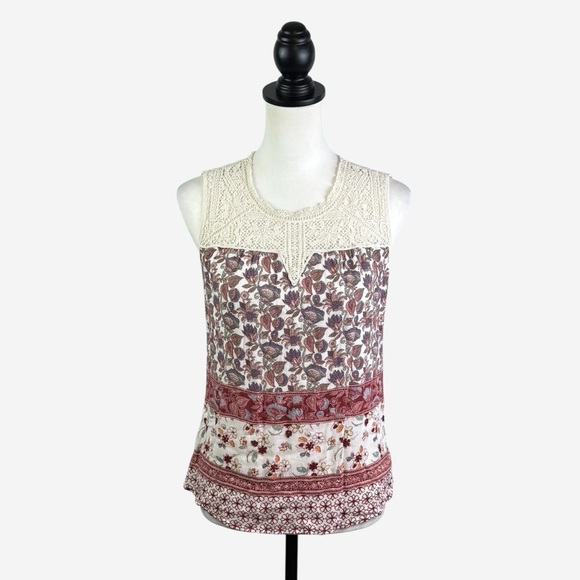 Maeve Anthropologie Laced Eleanor Blouse Size S Sleeveless Floral Boho - Picture 4 of 12